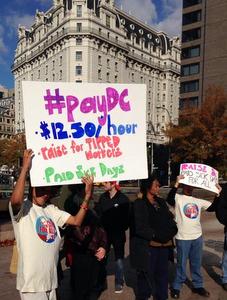 Workers Rally for Minimum Wage Increase & Paid Sick Days